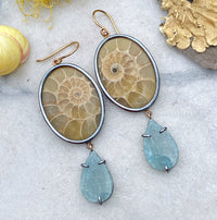 Ammonite and Gilalite in Quartz Earrings